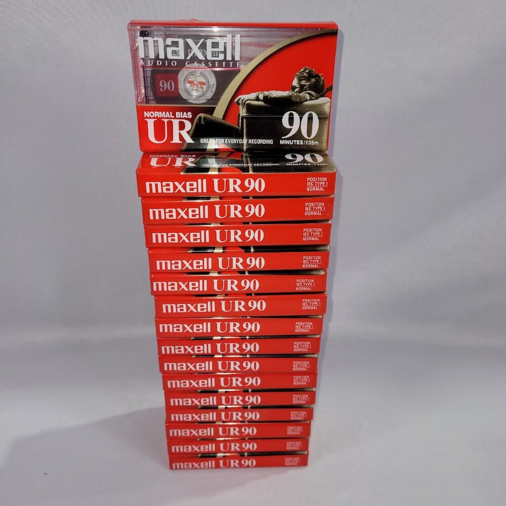 Maxell UR90 90 Minute 16 Cassette Tape Lot NEW SEALED